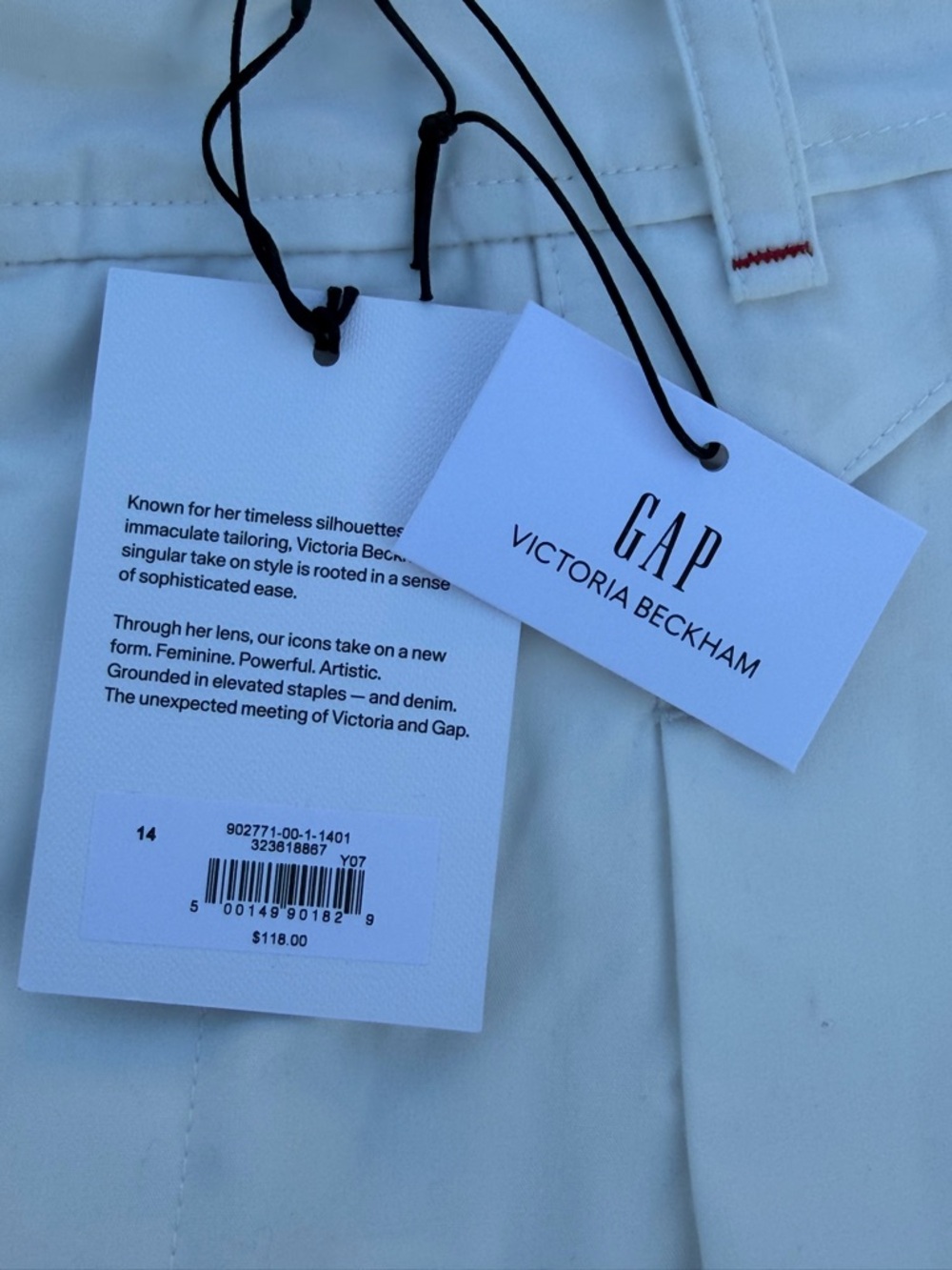 Victoria Beckham White Dress Slacks Gap Collab sz 14 with Subtle Label Detail - Picture 4 of 15